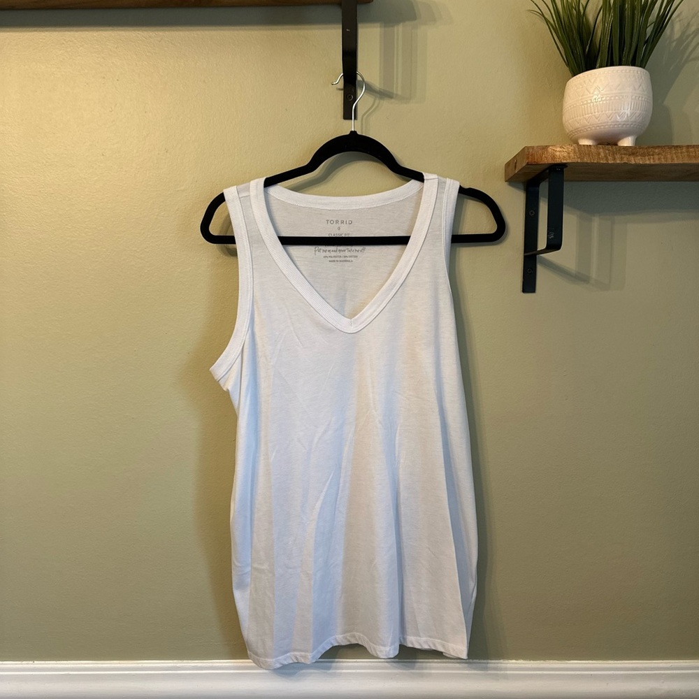 White Torrid V-Neck Tank Top